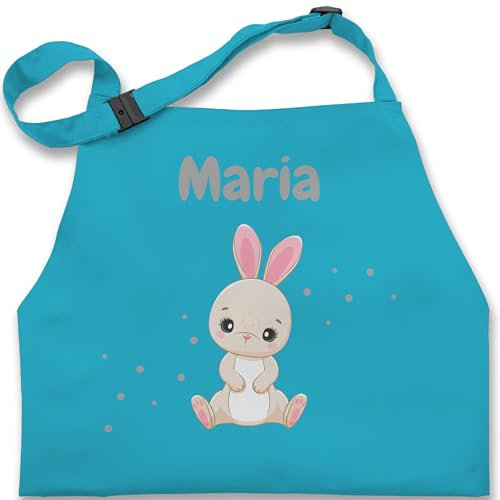 Kinderschürze Schürze Kinder Jungen Mädchen - Süßer Hase Hasen Hasenmotiv Rabbit Langohr - 2-6 Jahre - Türkis - motiv ostern personalisierter und name osterhasen osterhase oster