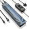 ANYOYO Powered USB Hub, 16 Port USB 3.1 Data Hub(10Gbps), USB Splitter with Switches and 90W(12 V/7.5 A) Power Supply, USB 3.1 adapter for PC/Laptop, Computer, Flash Drive, Printer, Camera-Aluminum