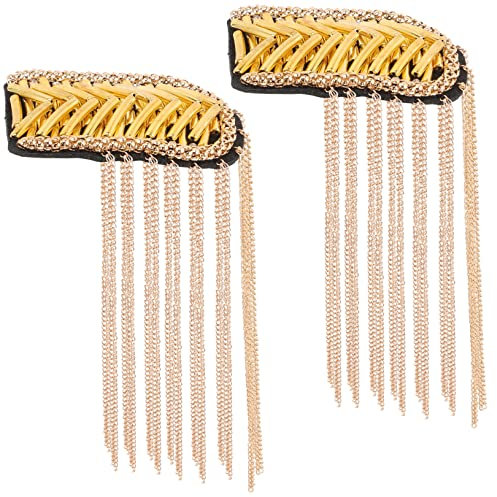 OATIPHO Metall Dekorative Schulterklappen Für Kostüme 2 Stück Goldfarbene Quasten Epauletten Applikationen Für Kinder Kostüm Zeremonien Parties