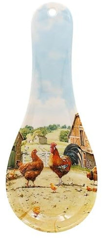 The Leonardo Collection Cockerel & Hen Spoon Rest for Kitchen & Home | Lovely Spoon Holder for Kitchen Accessories | Designed by Macneil Studios | Heat Resistant Spoon Rest for All Types of Spoons
