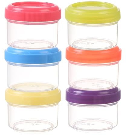Uskerb 6PCS Plastic Mini Storage Containers with Lids - Food Storage Containers - Small Frozen Food Storage Containers - Reusable and Stackable 35ml Mini Containers - Snack and Condiment Containers