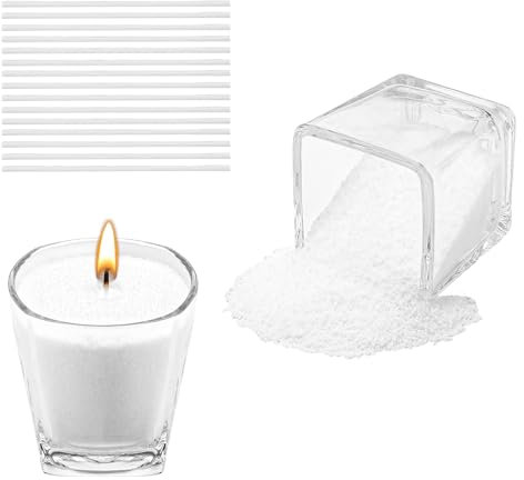 Scentoria Kerzensand 900g, Kerzensand mit Docht, Kerzenwachs Granulat mit 15 Dochte 10 cm, Wachsgranulat für Kerzen, Kerzen Sand, Kerzengranulat für die DIY Kerzenherstellung (Weiß)