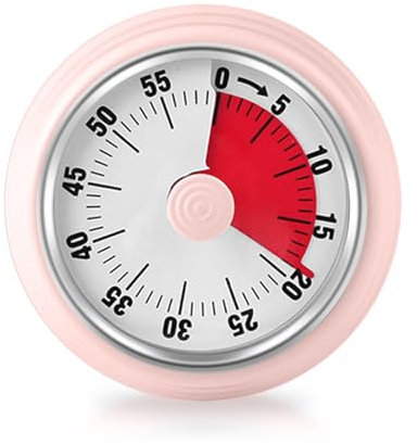 Visueller Timer, 60-Minuten Countdown Timer, Küchenuhr mit Magnetfuß, Mechanisches Uhrwerk Keine Batterien erforderlich,Klingelarm,für Kinder und Erwachsene,Studie/Arbeit/Kochen,73 x 36 mm (Rosa)