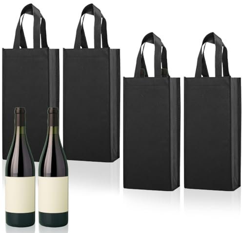 COWANIEE 4-Piece Bottle Bag Set: Reusable Carrier for 2 Bottles Each (8 cm x 750 ml)