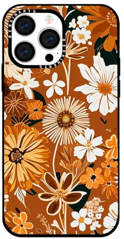 Berkin Arts Compatible with iPhone 14 Pro Acrylic Case with Floral Pattern Vivid Elegant Durable Stylish Vintage Design For Women Brown