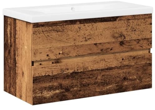 vidaXL Mueble con Lavabo Integrado Madera Envejecida 81x39,5x49 cm, Armario de baño con Lavabo, Mueble de baño, Mueble de Lavabo de baño