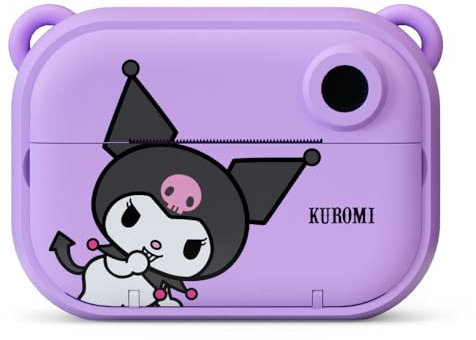 Kuromi Instant Print Kids Digital Camera & Video Camcorder with Selfie Camera by Kidamento, Scavenger Hunt Momento Book, 32GB Memory Card - Model P Kuromi