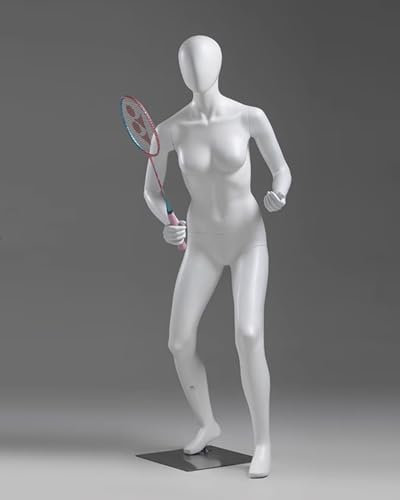 Schaufensterpuppe Ganzkörper-Schaufensterpuppe für Sport, Abnehmbarer Badminton-Tennis-Schaufensterpuppen-Torso mit Metallständer, Schaufenster-Ausstellungsform Schaufensterpuppe Kleidermodell-Dummy(F
