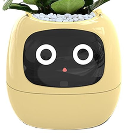 Pots De Fleurs Intelligents,Pot De Plantes Intelligent,Jardinière De Surveillance De La Santé Des Plantes Avec Technologie De Capteur Tactile,Partenaires De Bureau Intelligents À Expressions Multiples