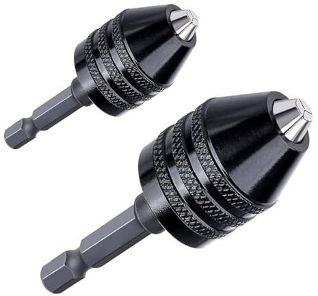 Adattatore per mandrino esagonale, 2 pezzi, 1/4, adattatore per punte per trapano a percussione Keyless (0,3 – 6,5 mm, 0,6 – 8 mm)