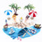 Shirene Strand Mikrolandschaft,Mini Stranddekorationen Dekoration Mini Liegestuhl Deko Strandkorb Sonnenschirm Kleine Palme Deko Accessoires Miniatur Ornament Set für DIY,Einzigartiges Geschenk