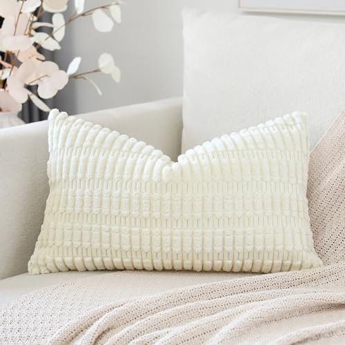 Artscope 1er Set Boho Gestreifte Kissenbezug Einfarbig Zierkissenbezug Dekokissen Sofakissen 40x60 cm Kissenhülle Weiche Couchkissen für Sofa Wohnzimmer Schlafzimmer Dekor, Creme Beige