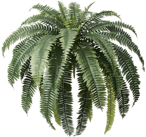 VeriNatural Farn künstlich 122cm Kunstpflanze Große - 1 Stücke Plastikpflanzen mit 39 Flexiblen Zweigen, UV-beständig - Fake Balkonpflanzen Für Tischdeko Garten Vase Hochzeit Party Dekoration,VN141