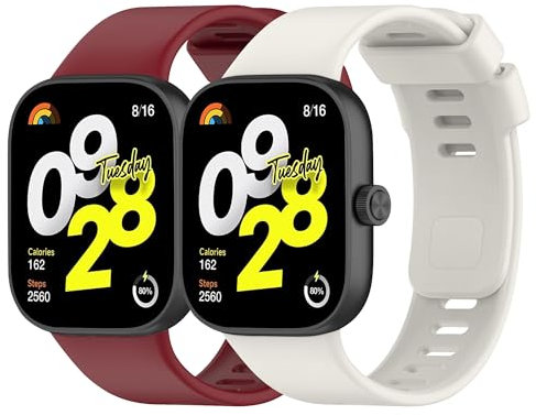ZGCE 2 Piezas Correa para Xiaomi Redmi Watch 4 / Xiaomi Mi Band 8 Pro, Correa de Recambio Silicona Suave y Transpirable, Vino + Starlight