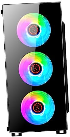 ELAYARD Gaming Desktop Computer Case Tempered Glass Side Panel Mid Tower Atx Compatible Usb Interface Efficient Enhanced Ventilation for
