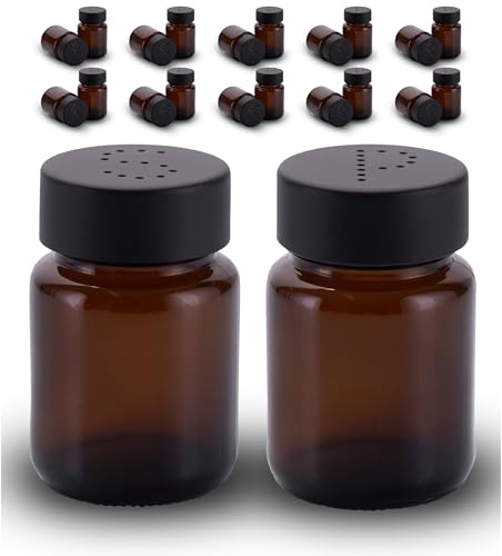 Koffs Design Salzstreuer und Pfefferstreuer Set aus Braunglas - Salt Shaker mit Edelstahl Deckel – Streuer für Pfeffer und Salz - Tischstreuer klein und modern - Salz & Pfeffer - 10 Sets