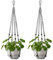 Mkouo Makramee Pflanzenhänger Blumenampel Außen Innen Hängender Blumentöpfe mit Holzperlen Keine Quasten Boho Balkon Deko 89cm, Grey, 2-Pack