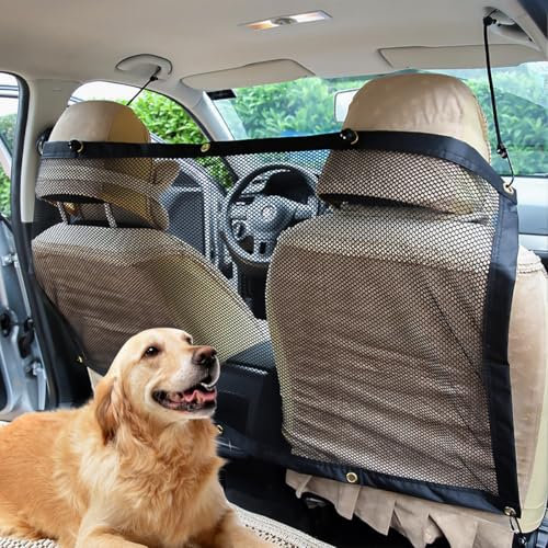 Rete Divisoria Auto per Cani,115 x 62 cm Domestici Barriera per Sedile Posteriore in Rete,Auto Rete di Separazione Cane con Corda e Gancio di Regolazione,Rete Auto per Animali,per Wagon, Camion, SUV