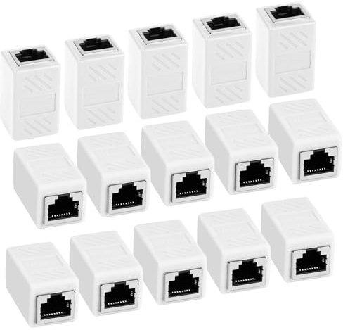 AXFEE RJ45 Coupler, 15Pcs RJ45-Couplers Female to Female, Cat6 Ethernet Cable Connector, LAN Network Connectors, Ethernet-Extender Adapter for Cat8/Cat7/Cat6/Cat5e/Cat5 (White)