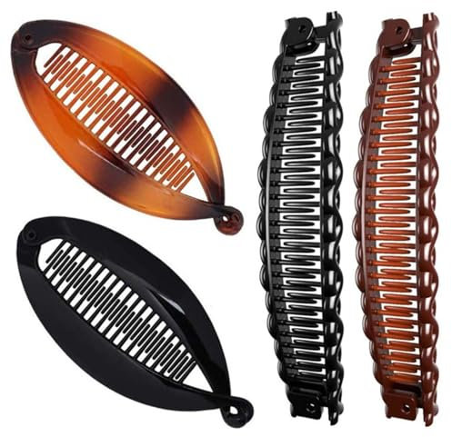 4 Stück Banana Clip Dickes Haar,Vintage Bananenspange Haare Bananenklammer,Banana Hair Clip Dünnes Haar Damen,Bananenspange Haare,Banana Hair Clip,Banane Clip Dickes Haar Women