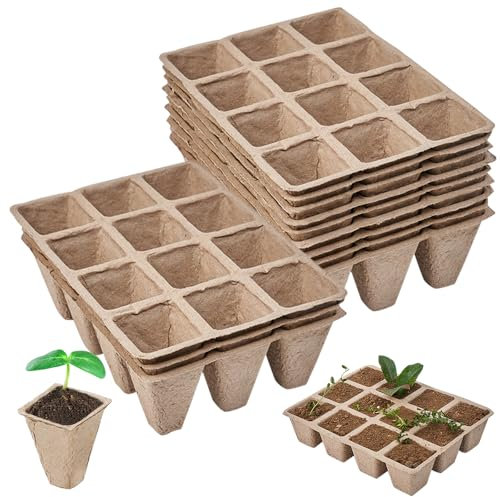 Seed Trays, Biodegradable Plant Pots, 12 Pack Module Trays for Seedlings (Equivalent to 144 Cells), Plant Germination Tray for Home gardening, Seedlings, Cuttings and Transplanting