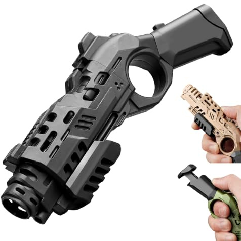 EDC Spielzeugpistole Anti Stress Spielzeug,Dekompression Ziehen BootfäHig Soft Bullet Spielzeugpistole +10 Weiche BäLle, Mehrere SpielmöGlichkeiten,Black