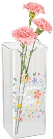 Blumenvase Mama, Frauen Glasvase als Geburtstagsgeschenk, Muttertagsgeschenke, Deko Vase Geschenk für Mama zum Geburtstag, Muttertag, Weihnachten