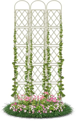 Gartenwelt Riegelsberger Wandspalier beige 90x240 cm für Kletterpflanzen Rosen Rundbogen Rankgitter Rankhilfe für Garten Terrasse