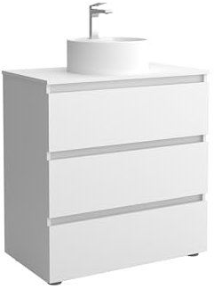 Mueble de Baño BEQUIA 3C 80cm Blanco Mate | Lavabo sobre encimera Porcelana Centrado