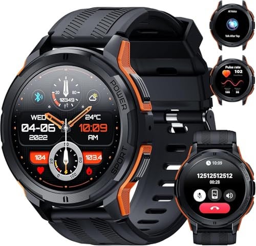 OUKITEL Smart Watch for Men, Mens Smart Watches with Bluetooth Call, 1.43 AMOLED Smartwatch with Heart Rate SpO2 Sleep Monitor, 100+ Sports Mode, Waterproof Fitness Watch for Android iOS
