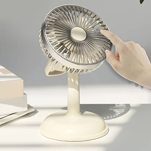 Qcwwy Vintage Electric Fan Small Electric Fan Portable Retro Vintage Desk for Home Office Classroom Simple USB Charging Little with Removable Cover Ideal for Use with (Light Yellow)