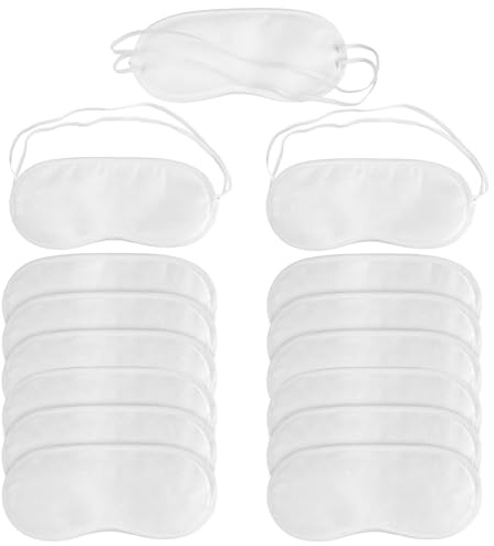 Fyrdm 15 Stück Teiliges Einweg Schlafaugenmasken aus Weißem Polyester | Augenbinden Kinder, Schlafmaske, DIY Atmungsaktive Schlafmasken, Augenbinde Schlafen, für Mittagspausen, Geschäftsreisen