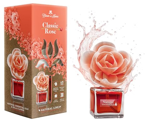 ELIX - Duftdiffusor Bloom at Home Blume - Langanhaltend Farbwechsel Dekorativ - Classic Rose 100ml