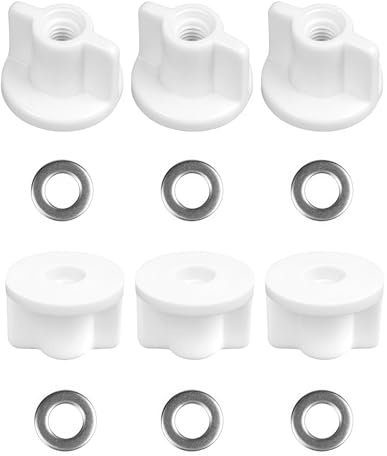 Toilet Seat Fittings, 6 Set Toilet Seat Nut Washer Kit - Top Mount Hinges Rear Nuts for Toilet Seat Bottom Fixing