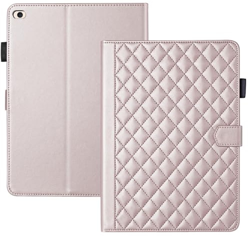 sekdsebnu Premium Quilted PU Leather Wallet Case for iPad mini 6 2021 / iPad mini 7 (A17 Pro) 8.3 inch 2024,Multi-Angle Stand,Card Slots & Pencil Holder,Shockproof TPU Back Cover (Rose Gold)