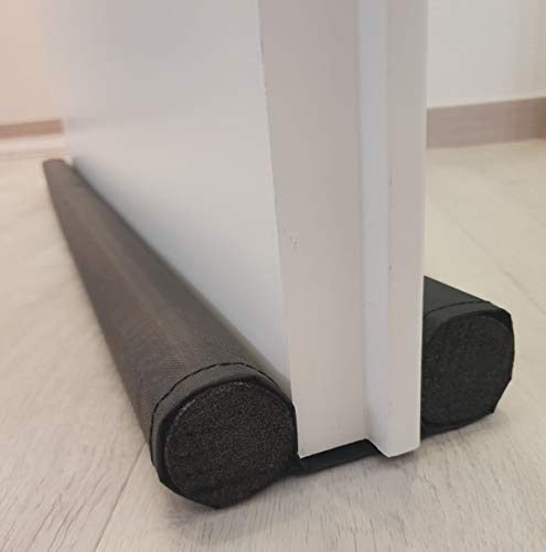 Zugluftstopper mit Doppeldichtung für Türen - passgenau zuschneidbar ca. 86cm - Zugluft und Kälte stoppen - Heizkosten sparen - stoppt Lärm - waschbar - Wärmedämmung Windstopper Durchzug Zugstopper