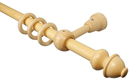 Natur Gardinenstangen aus Holz mit 20 mm Durchmesser Endstück Antik, 120 cm