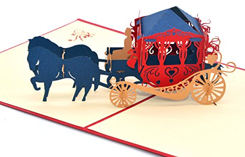 Medigy Vintage-Kutsche, handgefertigt, 3D-Pop-Up-Grußkarten, Einladungskarten für Hochzeiten, Valentinstag, Liebhaber, Paare