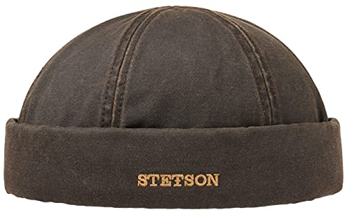 Stetson Old Cotton Dockermütze Herren Wasserabweisend Gefüttert Fleece Fischermütze Herbst Winter braun S (54-55 cm)