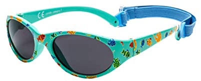 Kiddus Sonnenbrille für Kinder, Kleinkind Mädchen und Jungen, Alter von 2 bis 4 Jahren, UV400 Sonnenfilter CAT3, aus Gummi, BPA-frei, verstellbares und abnehmbares Band