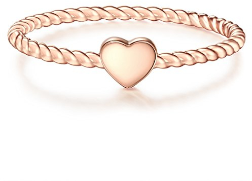 GLANZSTÜCKE MÜNCHEN Damen-Ring Herz Sterling Silber rosévergoldet - Damen-Schmuck Freundschafts-Ringe dünner Steck-Ring Herzring