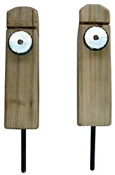 2 x 12 inch (30cm) Timber Reflective Keep Off Grass Verge Posts Boundary Markers, Push in Ground