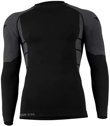 STARK SOUL Herren Ski Funktionswäsche, Outdoor Unterwäsche (S/M Hemd grau/schwarz)