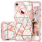 Fingic - Custodia per iPhone 7, iPhone 8, iPhone 7/8, in morbido silicone, con glitter oro rosa, 2 in 1, ibrido antiurto e antigraffio, antiurto, resistente, per iPhone 7/8, design marmo