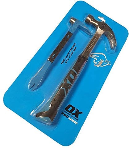 OX Pro 16 oz Claw Hammer and 10in Claw Bar Twin Pack