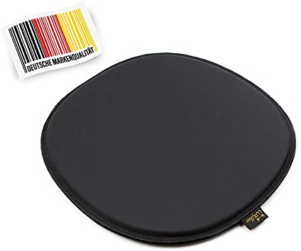Luxflair Echt Leder Sitzkissen 4er Set oval, Sitzpolster für Stühle und Bänke, Stuhlkissen in 36,5 x 32,5cm