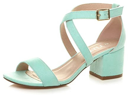 AJVANI mid low block heel cross straps party strappy sandals size 5 38