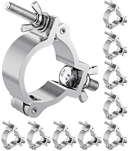 HiLite 10PCS Premium Truss Clamp Stage Light Clamp, 2 Inch Aluminum Light Clamps for Truss, Heavy Duty 220lb LED Par Light Moving Head Lighting Clamps, Fit for 48-52mm OD Tube/Pipe