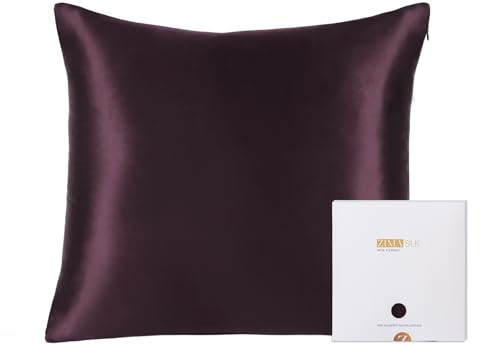 ZIMASILK 100% Mulberry Silk Pillowcase for hair and skin, 80x80 cm, 1pc | Both Sides 19 Momme Premium Grade 6A Silk, Soft & Smooth, 600 Thread Count, Hidden Zipper, Gift for Women Men，Eggplant Purple