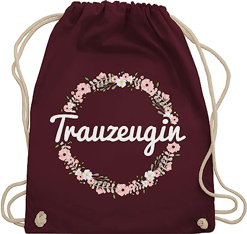 Shirtracer Turnbeutel Rucksack - JGA Junggesellenabschied Frauen - Trauzeugin - Blumenkranz - Unisize - Bordeauxrot - hen party accessories brauttaschen jungesselnabschied bridemaid beutel